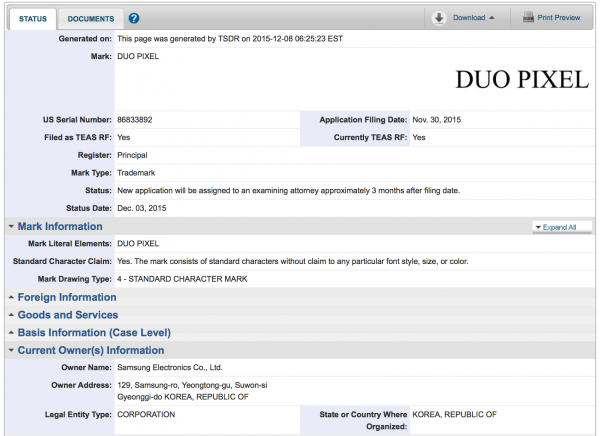 三星新商标申请“Duo Pixel”.png