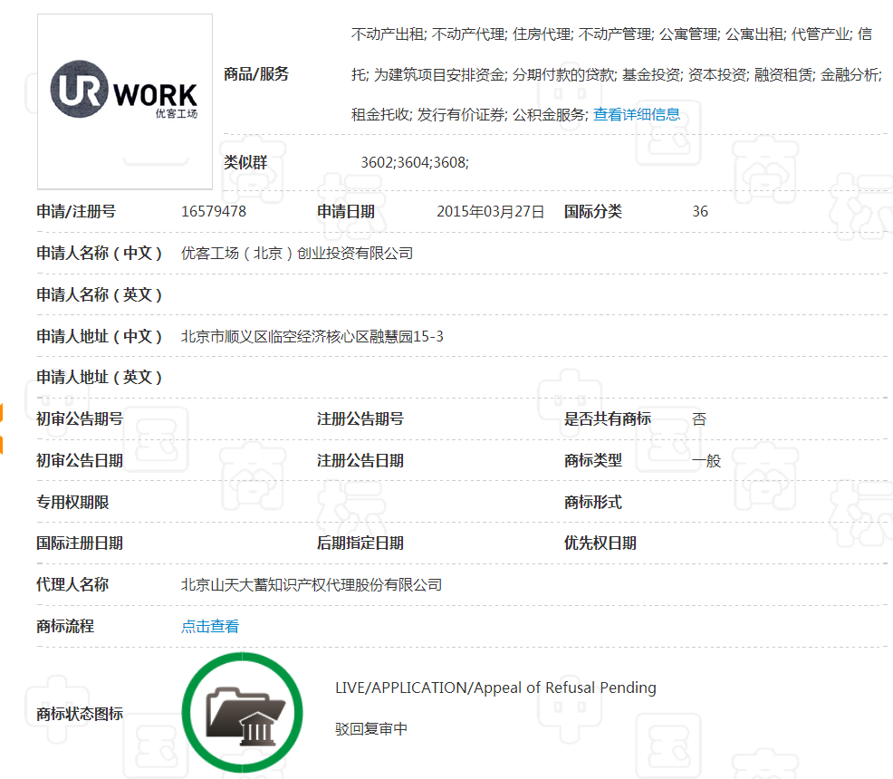毛大庆创业三年,优客工场竟没商标权!WEWORK白告了!.png 毛大庆创业三年,优客工场竟没商标权!WEWORK白告了!.png